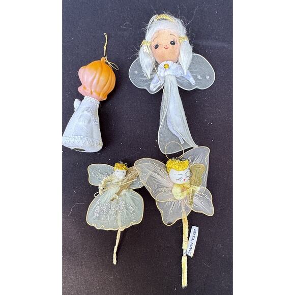 4 Vtg MCM Tulle Chenille Spun Cotton & Plastic Christmas Angels Pipe Cleaner -C2 - Picture 11 of 11